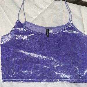 purple h&m velvet crop top